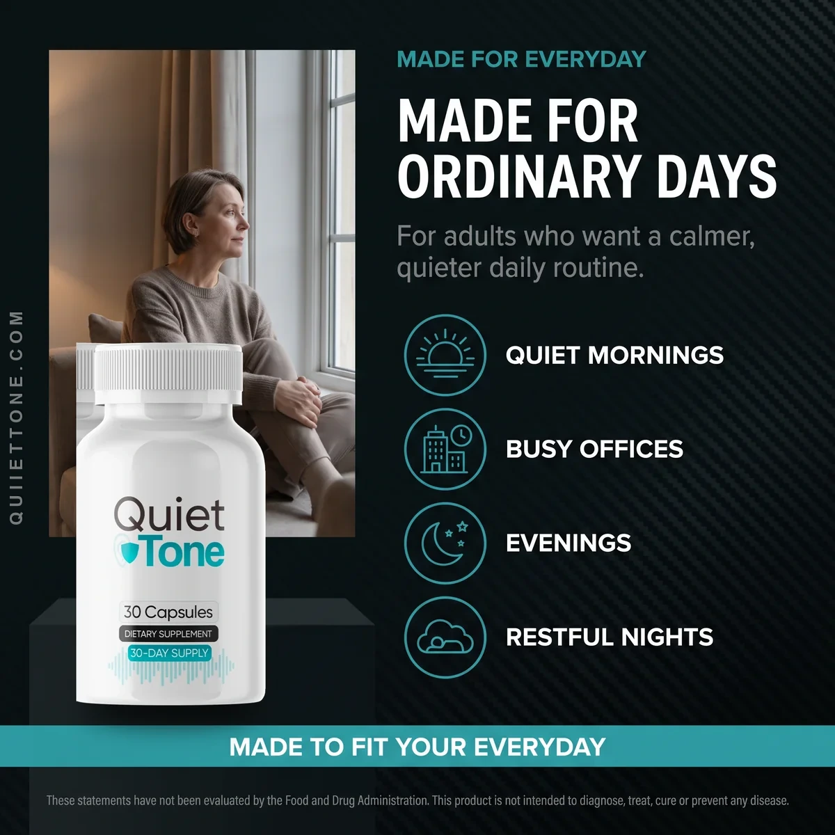 QuietTone is made for ordinary days: adults supporting everyday calm and healthy hearing