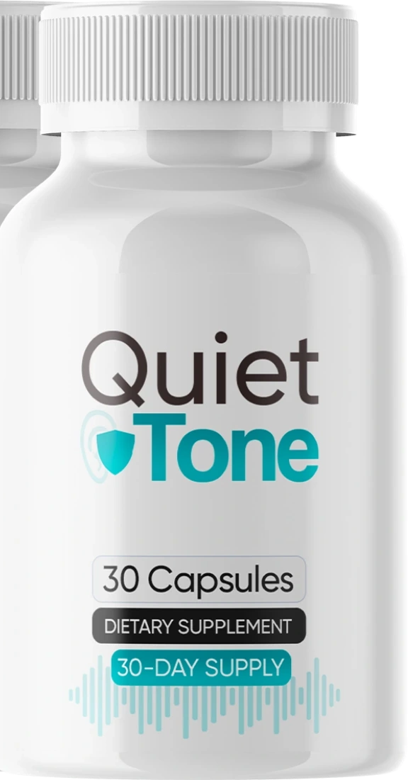 A single bottle of QuietTone calm and hearing support capsules